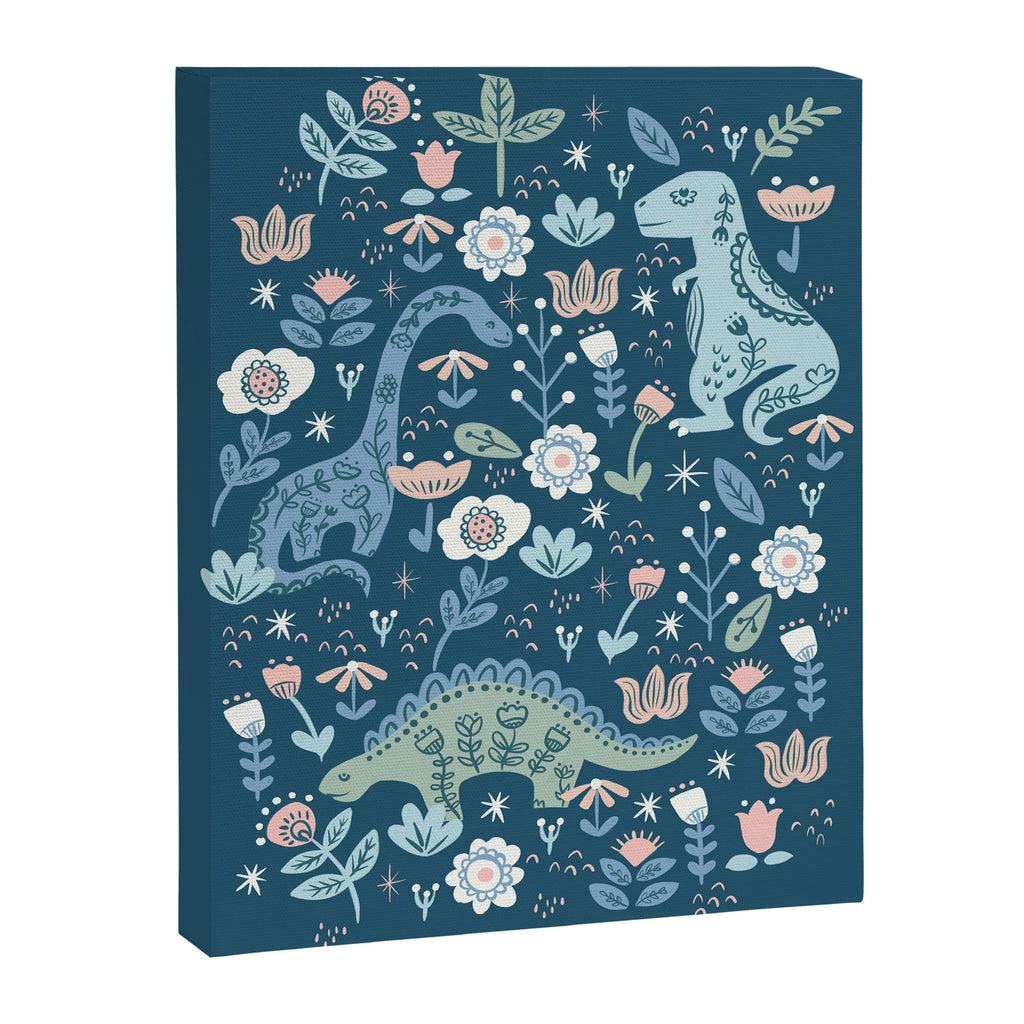 Folk Dinosaurs in Blue Canvas Print Gallery Image 8
