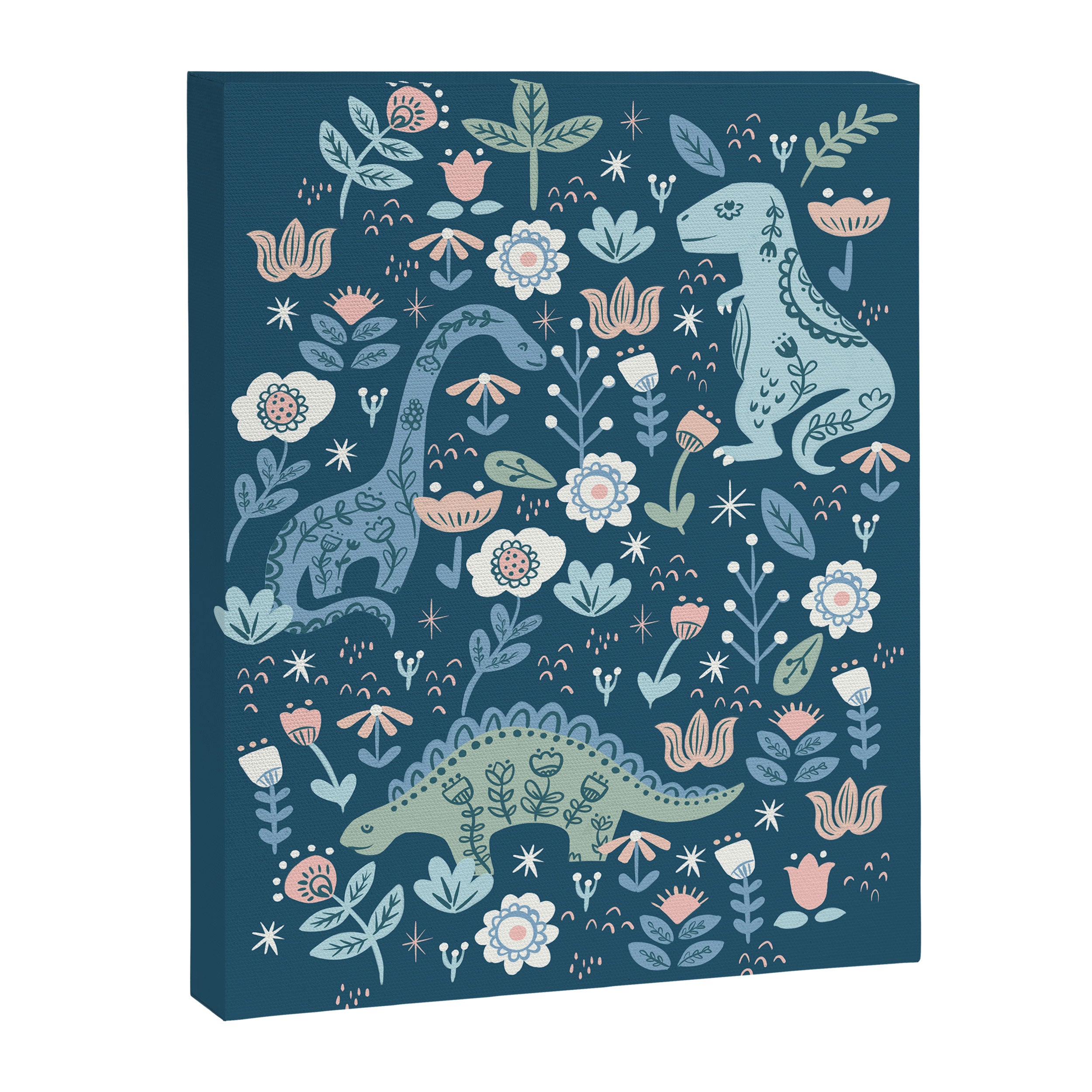 Folk Dinosaurs in Blue Canvas Print Gallery Image 8