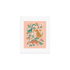 Folk Floral Dinosaurs in Pink Art Print Gallery Image 1