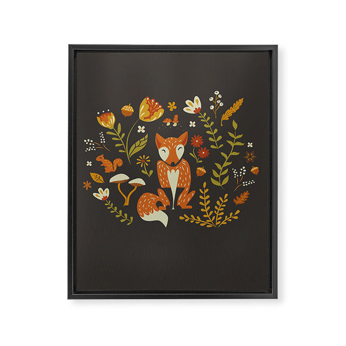Fox in an Autumn Garden Framed Canvas Print Gallery Image 1