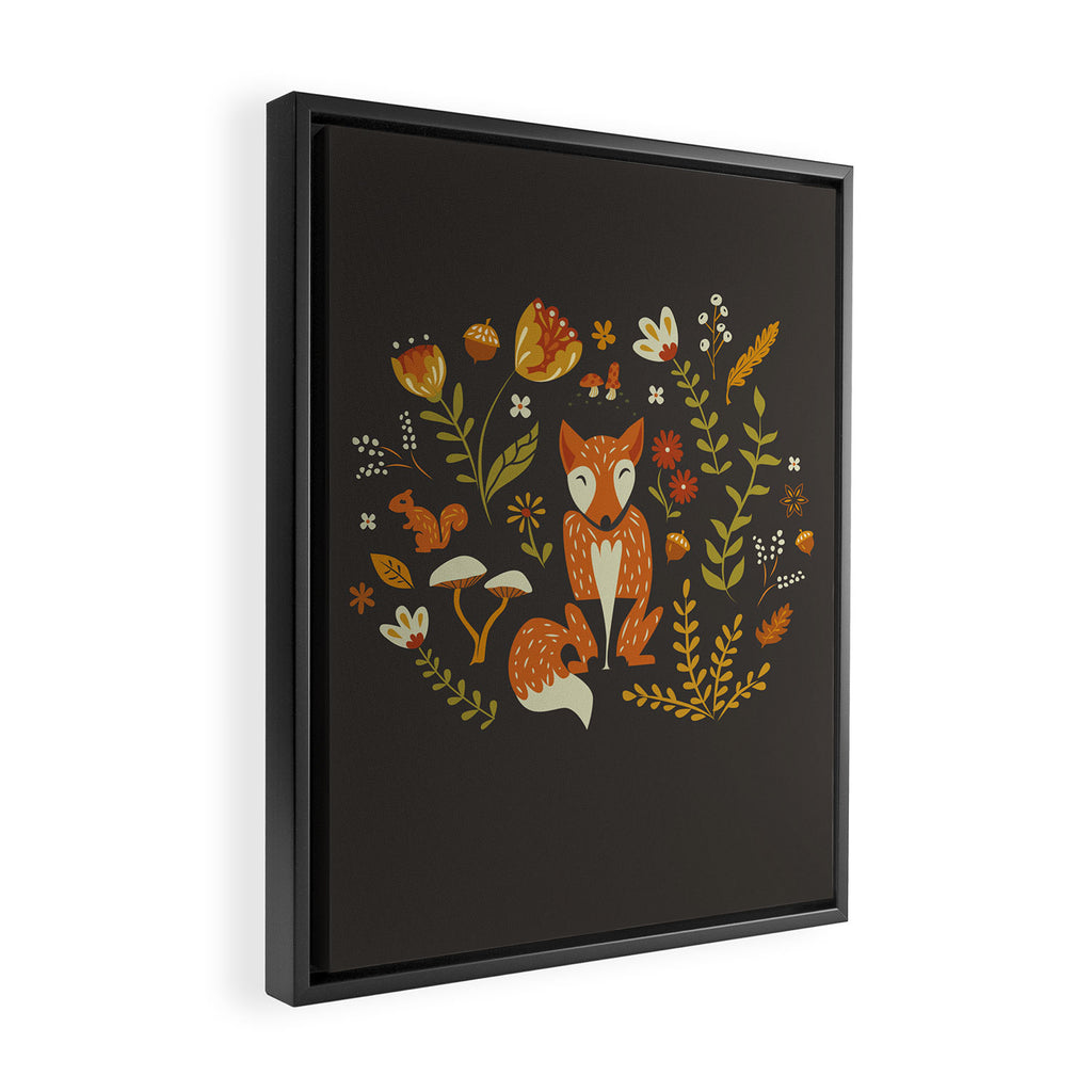 Fox in an Autumn Garden Framed Canvas Print Gallery Image 2