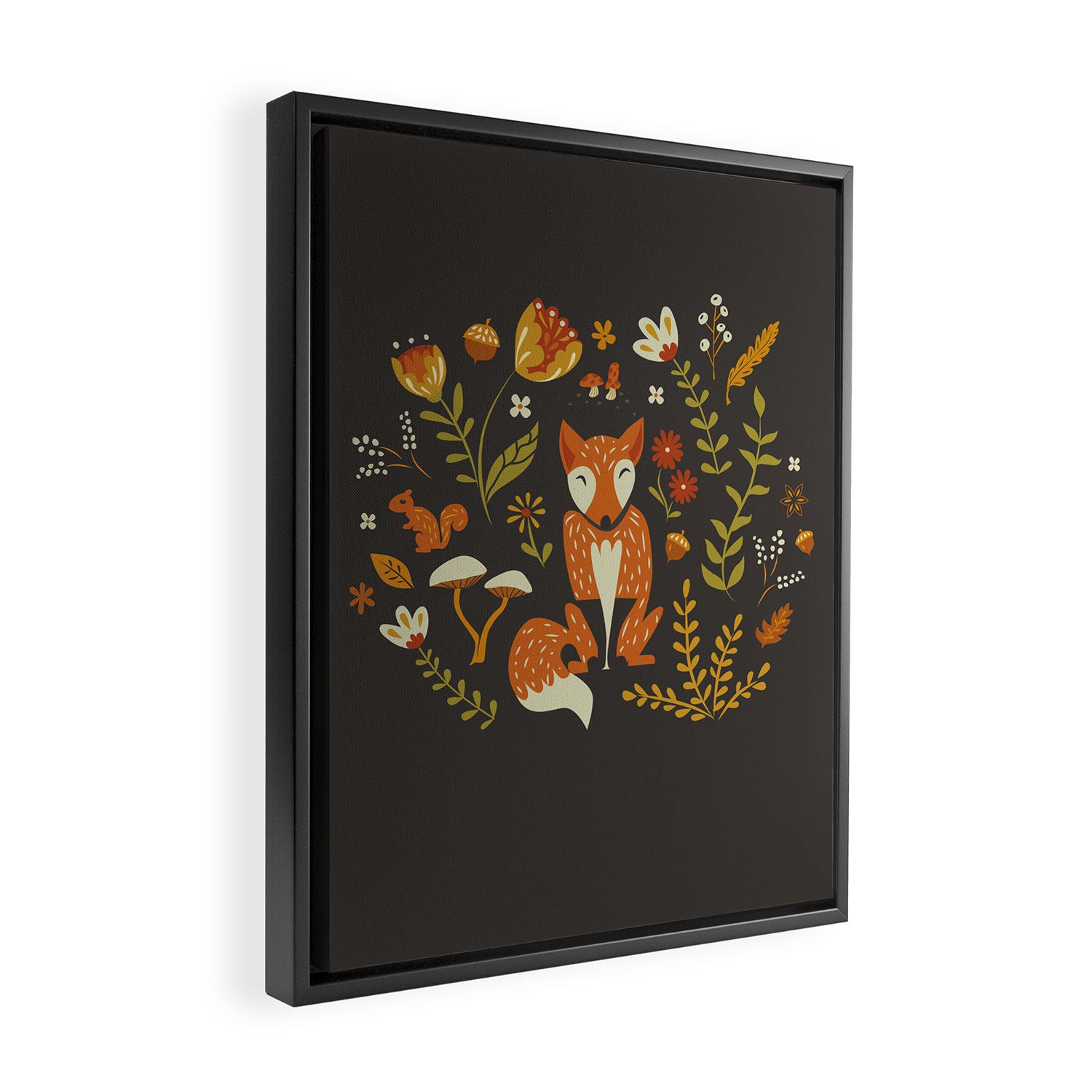 Fox in an Autumn Garden Framed Canvas Print Gallery Image 2