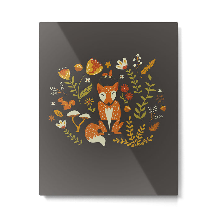 Fox in an Autumn Garden Metal Print Gallery Image 1