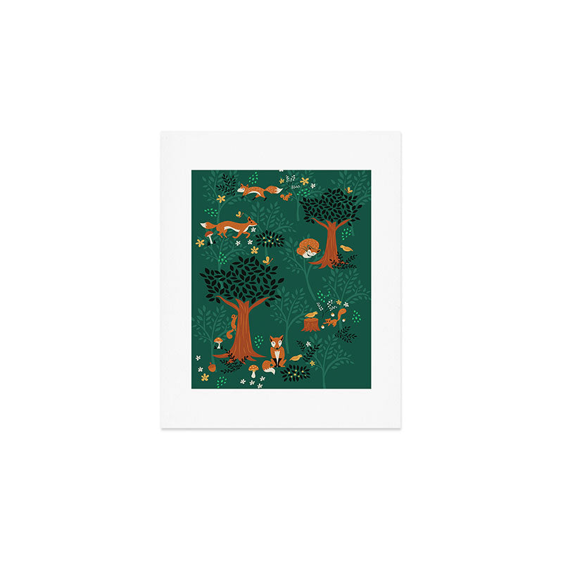 Foxes Playing in the Emerald Forest Art Print Gallery Image 1
