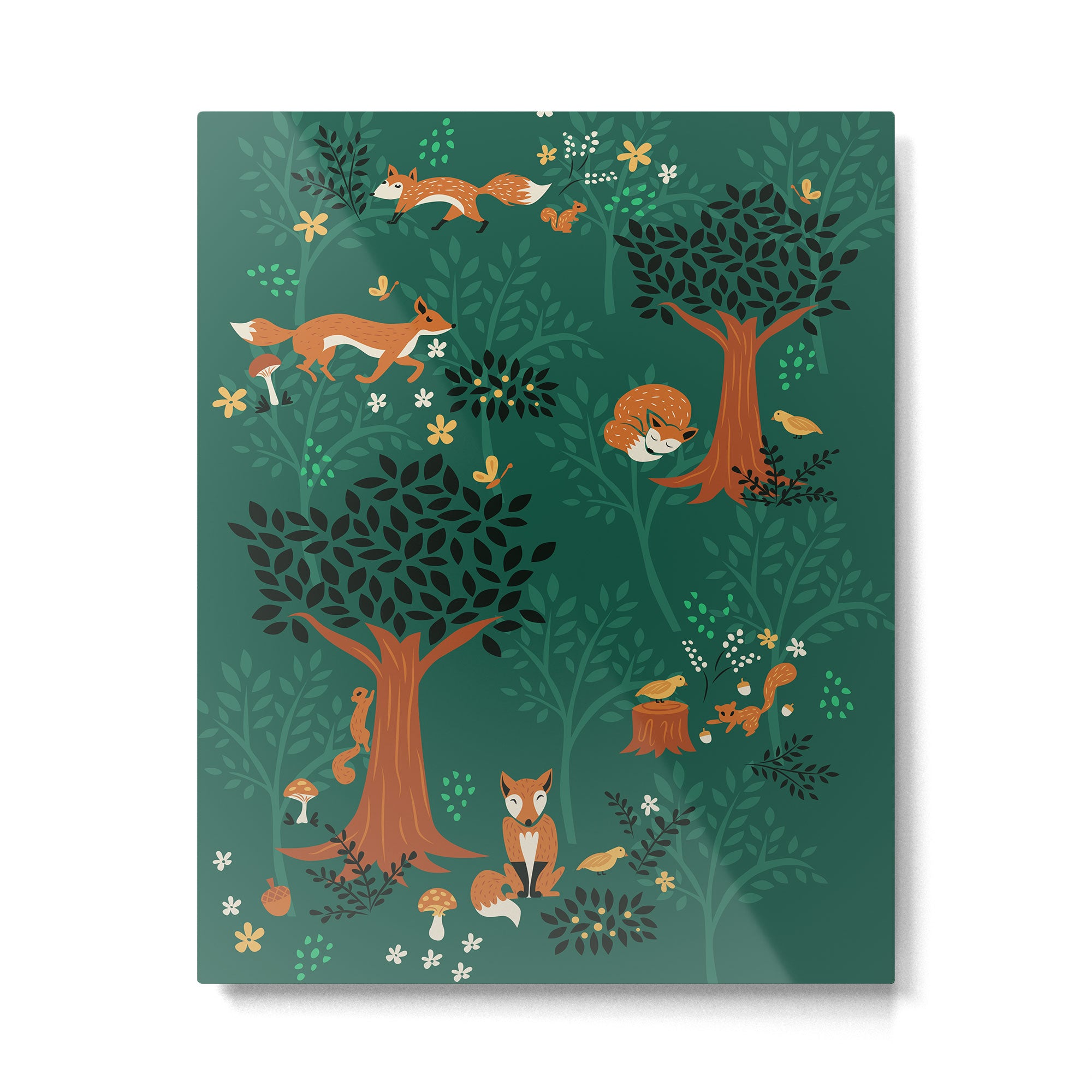Foxes Playing in the Emerald Forest Metal Print Gallery Image 4