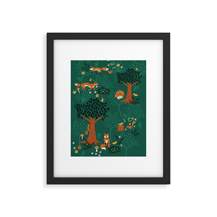 Foxes Playing in the Emerald Forest Framed Art Print Gallery Image 1