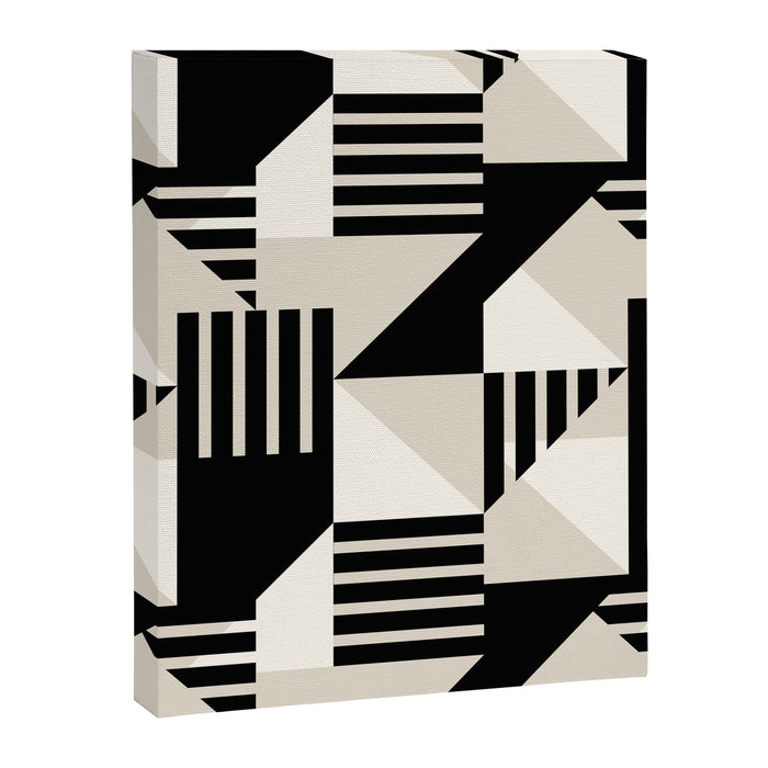 Geometric Abstract in Black and White Canvas Print Gallery Image 1