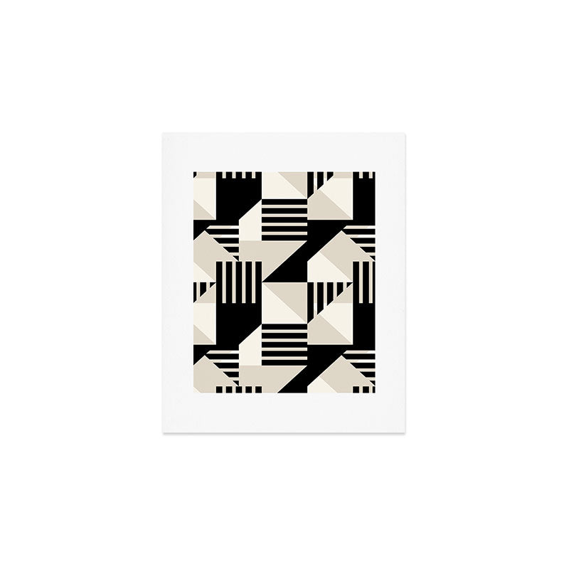 Geometric Abstract in Black and White Art Print Gallery Image 1