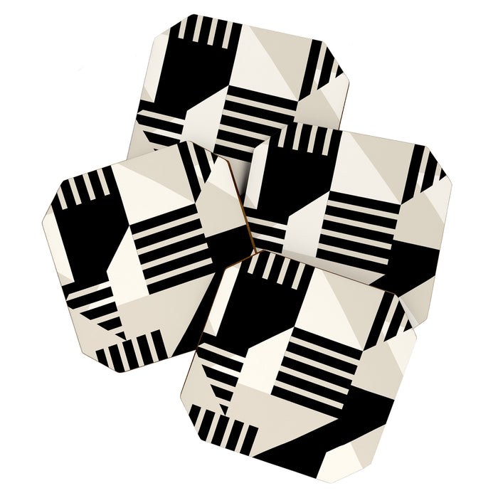 Geometric Abstract in Black and White Coaster Gallery Image 1