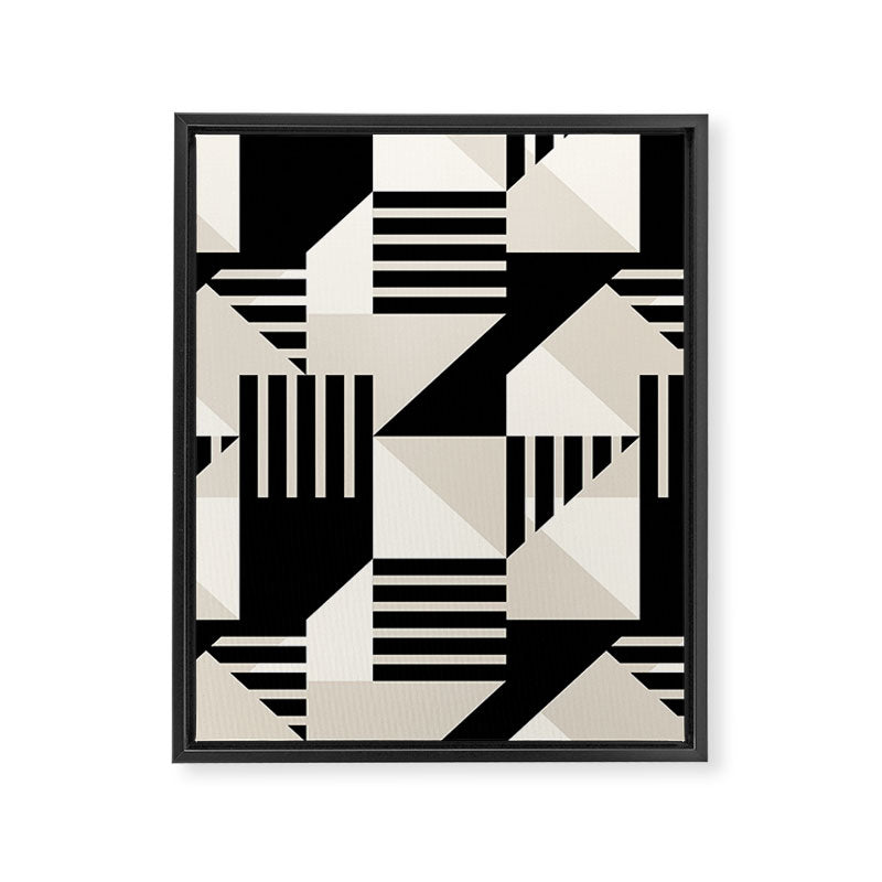 Geometric Abstract in Black and White Framed Canvas Print Gallery Image 6