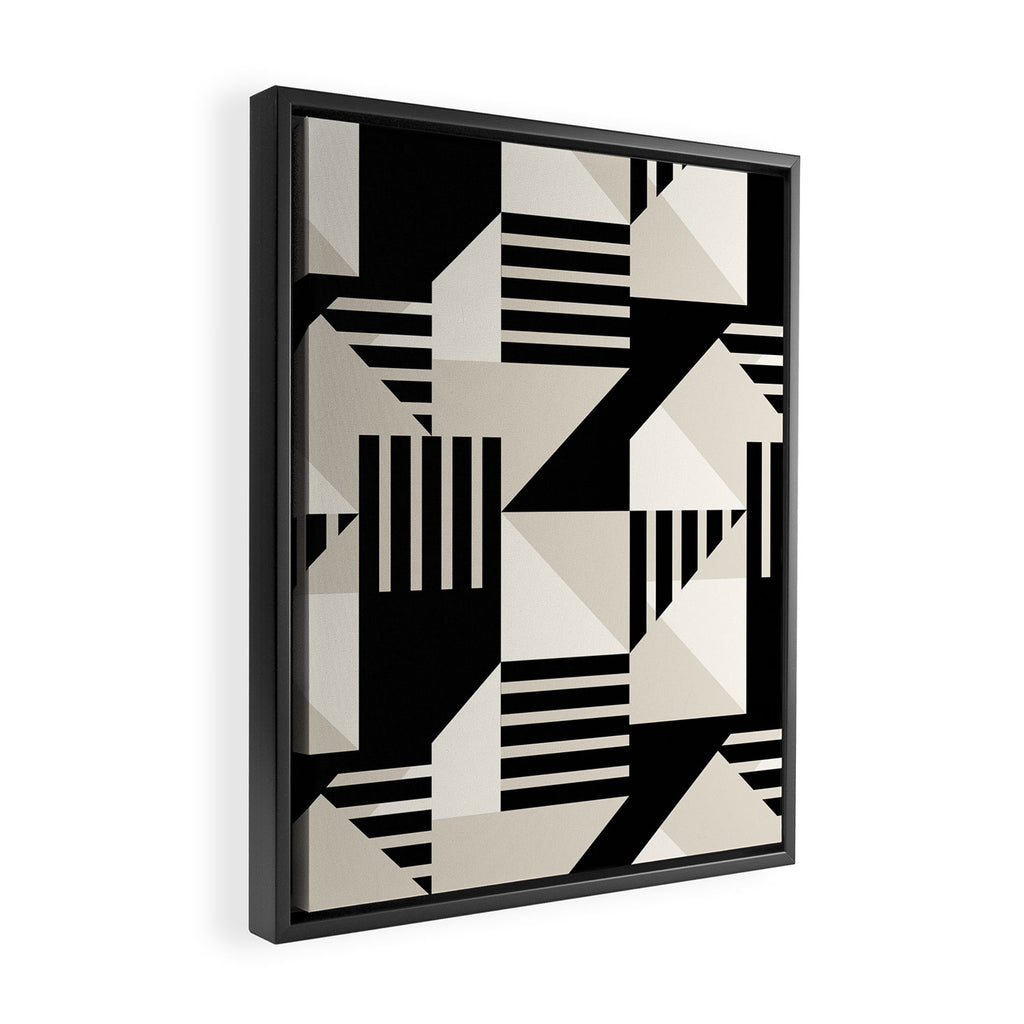 Geometric Abstract in Black and White Framed Canvas Print Gallery Image 2