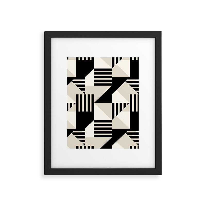 Geometric Abstract in Black and White Framed Art Print Gallery Image 5