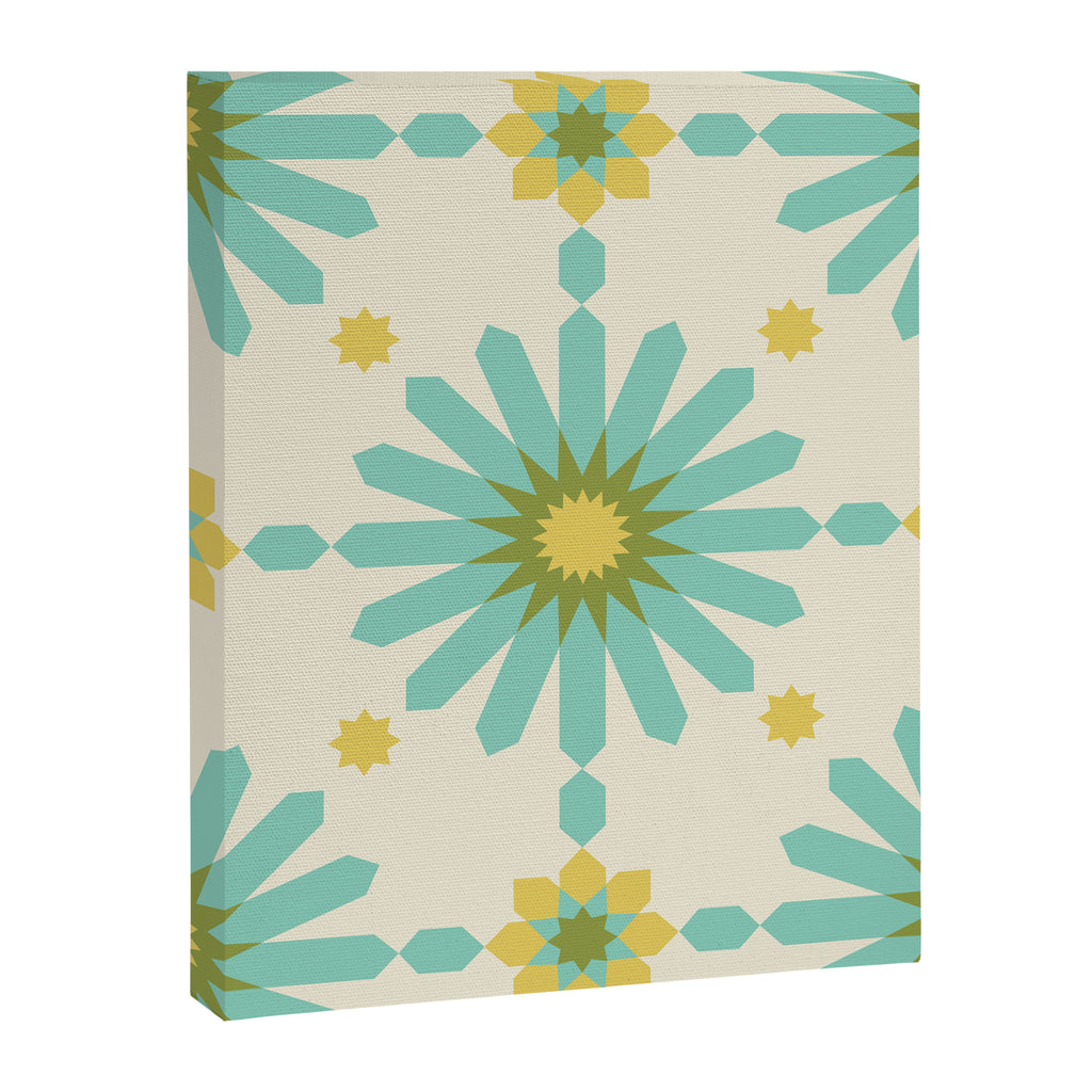 Geometric Starbursts - Blue + Yellow Canvas Print Gallery Image 8