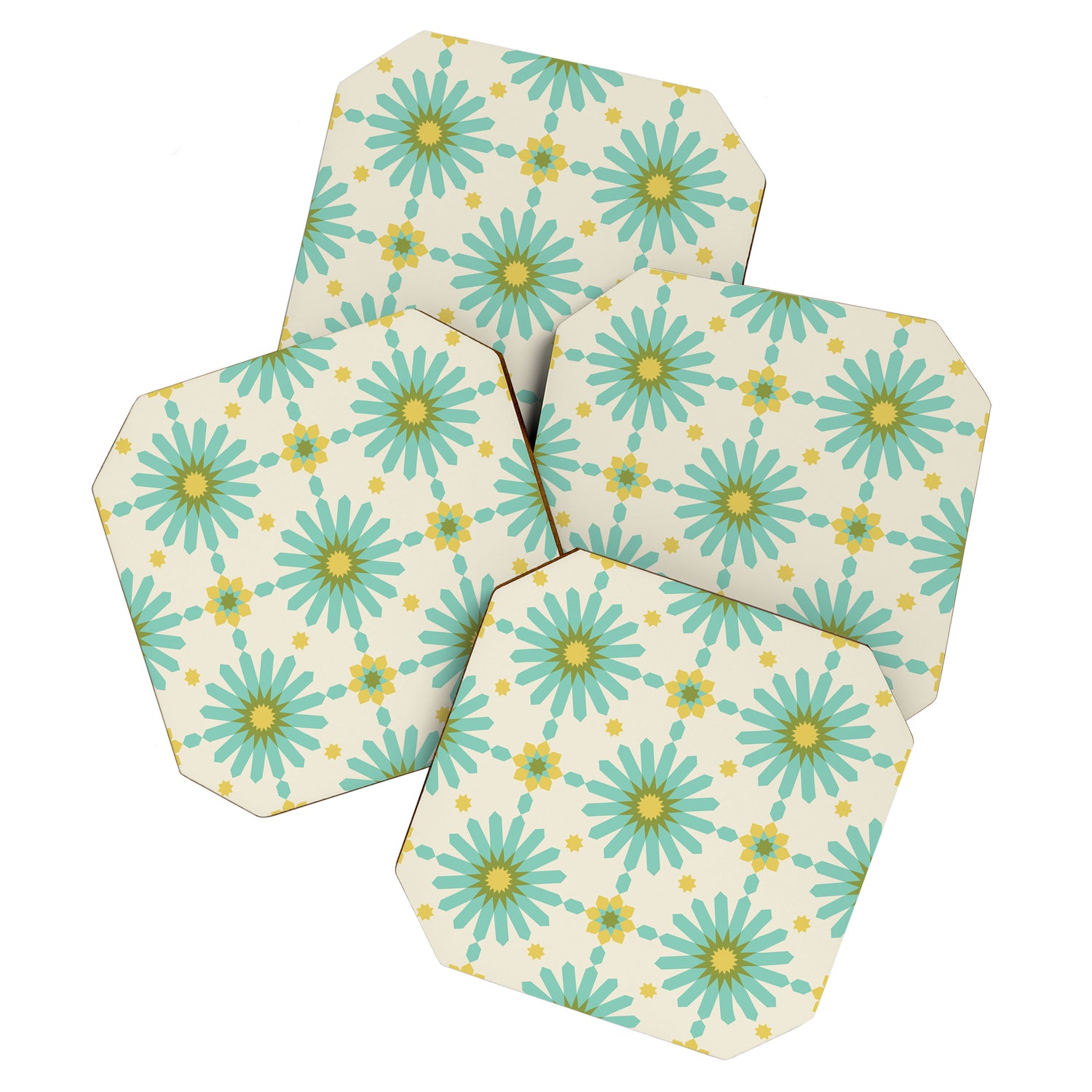 Geometric Starbursts - Blue + Yellow Coaster Gallery Image 1