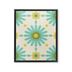 Geometric Starbursts - Blue + Yellow Framed Canvas Print Gallery Image 8