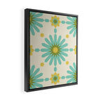 Geometric Starbursts - Blue + Yellow Framed Canvas Print Gallery Image 2