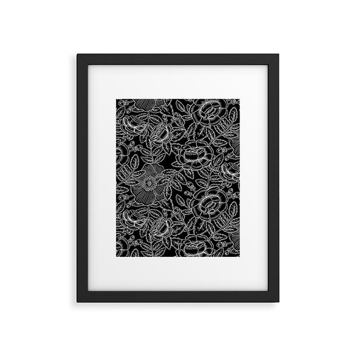 Gothic Rose in Black and White Framed Art Print Gallery Image 1