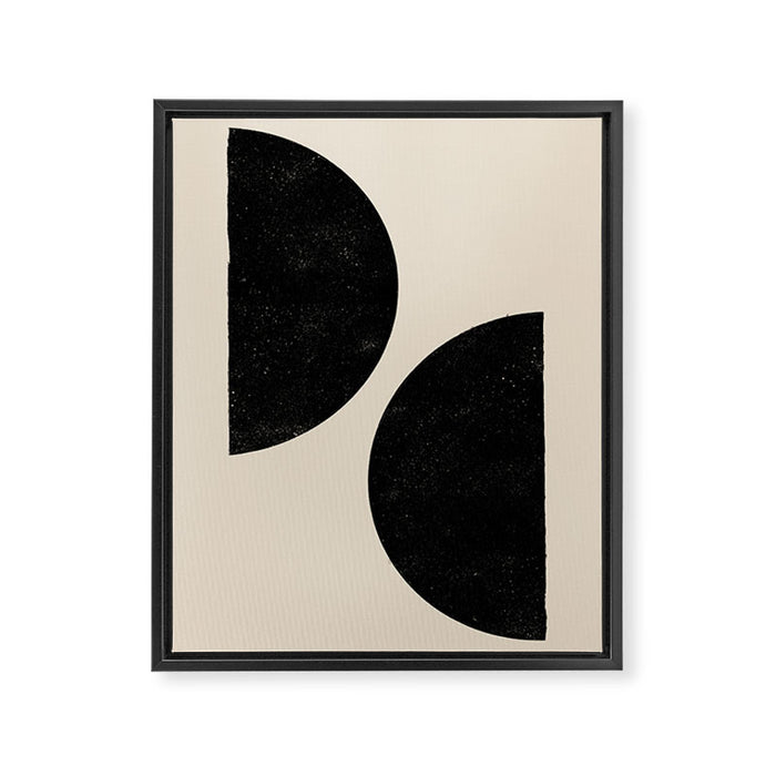 Half Moons in Black + Cream Framed Canvas Print Gallery Image 1