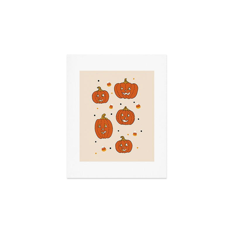 Happy Pumpkins - Beige Art Print Gallery Image 1