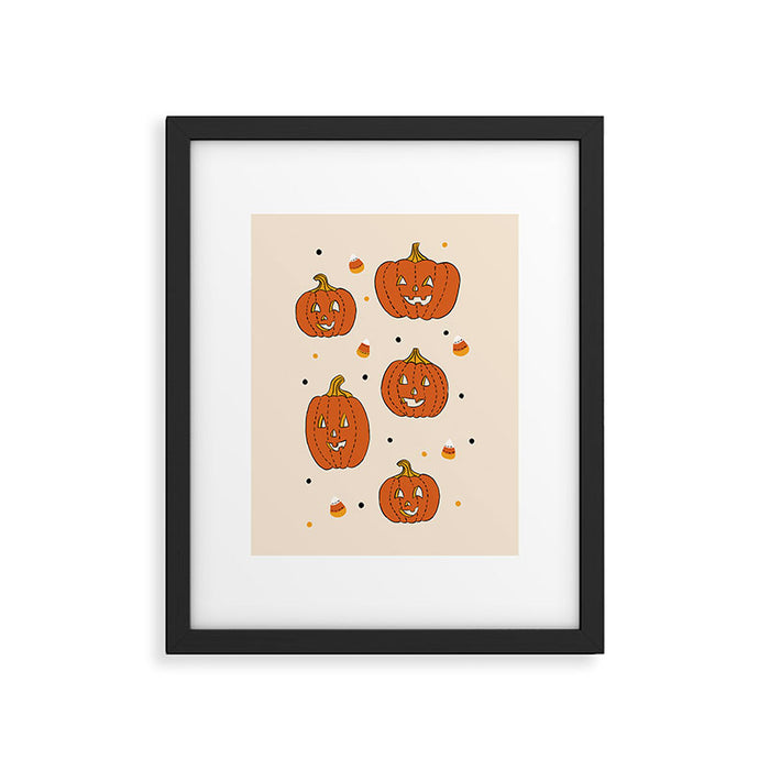Happy Pumpkins - Beige Framed Art Print Gallery Image 1