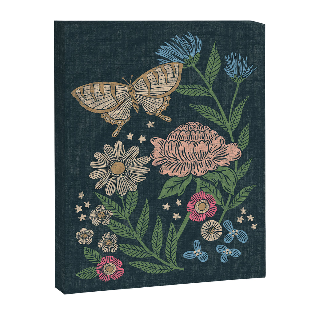 Heritage Wildflower Garden on Dark Blue Canvas Print Gallery Image 6