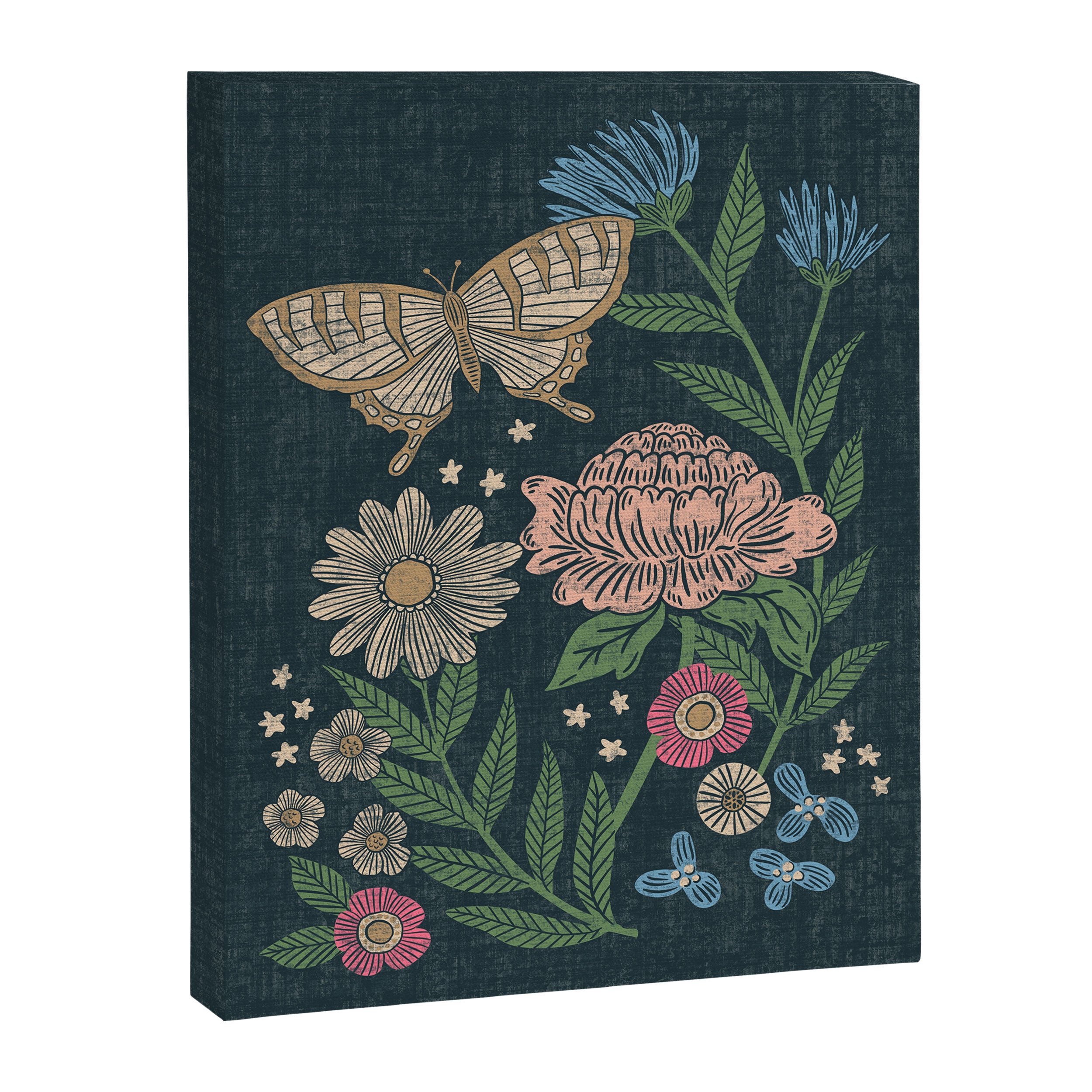 Heritage Wildflower Garden on Dark Blue Canvas Print Gallery Image 6