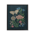 Heritage Wildflower Garden on Dark Blue Framed Canvas Print Gallery Image 6