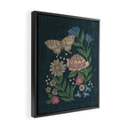 Heritage Wildflower Garden on Dark Blue Framed Canvas Print Gallery Image 2