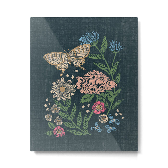 Heritage Wildflower Garden on Dark Blue Metal Print Gallery Image 1