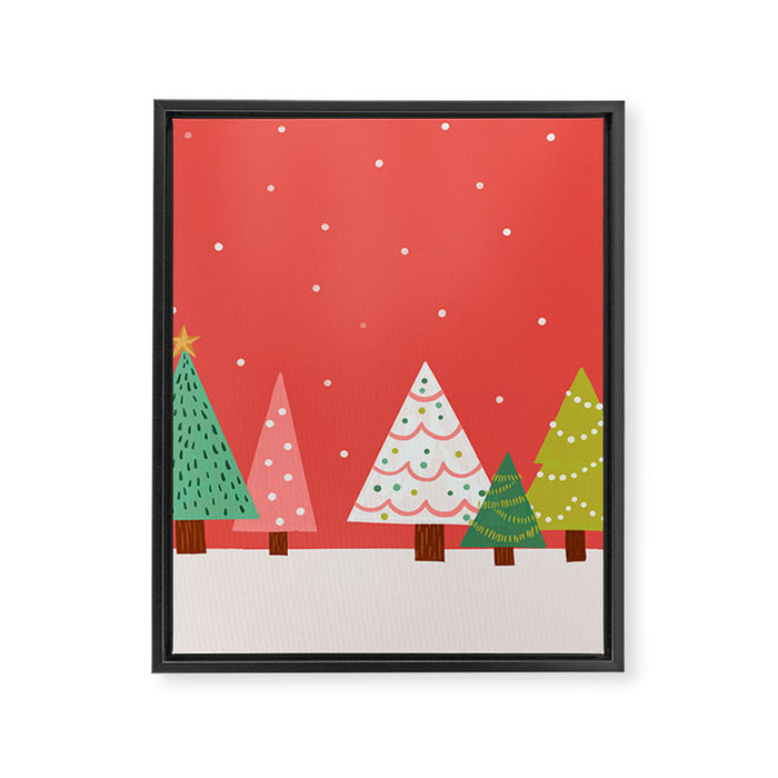 Holly Jolly Trees Framed Canvas Print Gallery Image 1