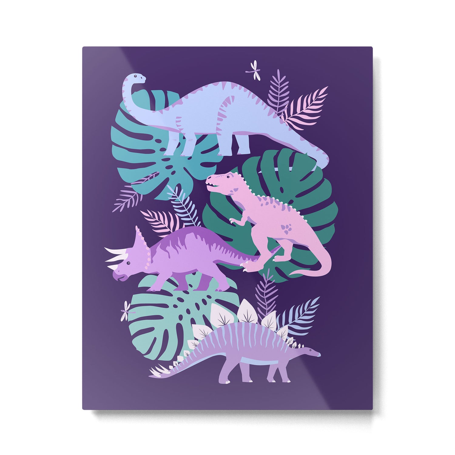 Jungle Dinosaur - Purple Metal Print Gallery Image 4