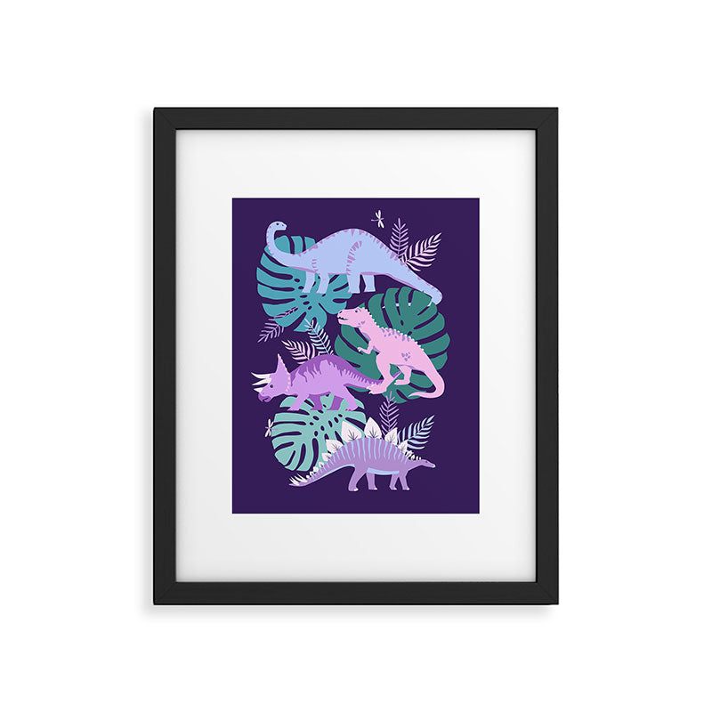 Jungle Dinosaur - Purple Framed Art Print Gallery Image 5