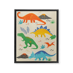 Jurassic Dinosaurs in Primary Colors Framed Canvas Print Gallery Image 6