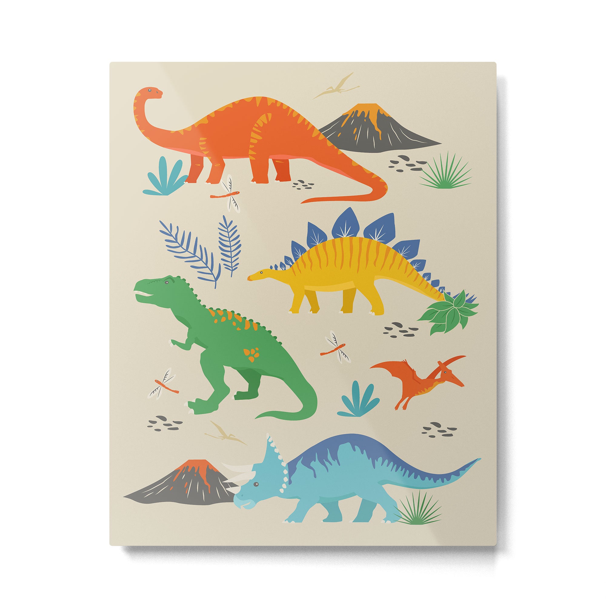Jurassic Dinosaurs in Primary Colors Metal Print Gallery Image 4