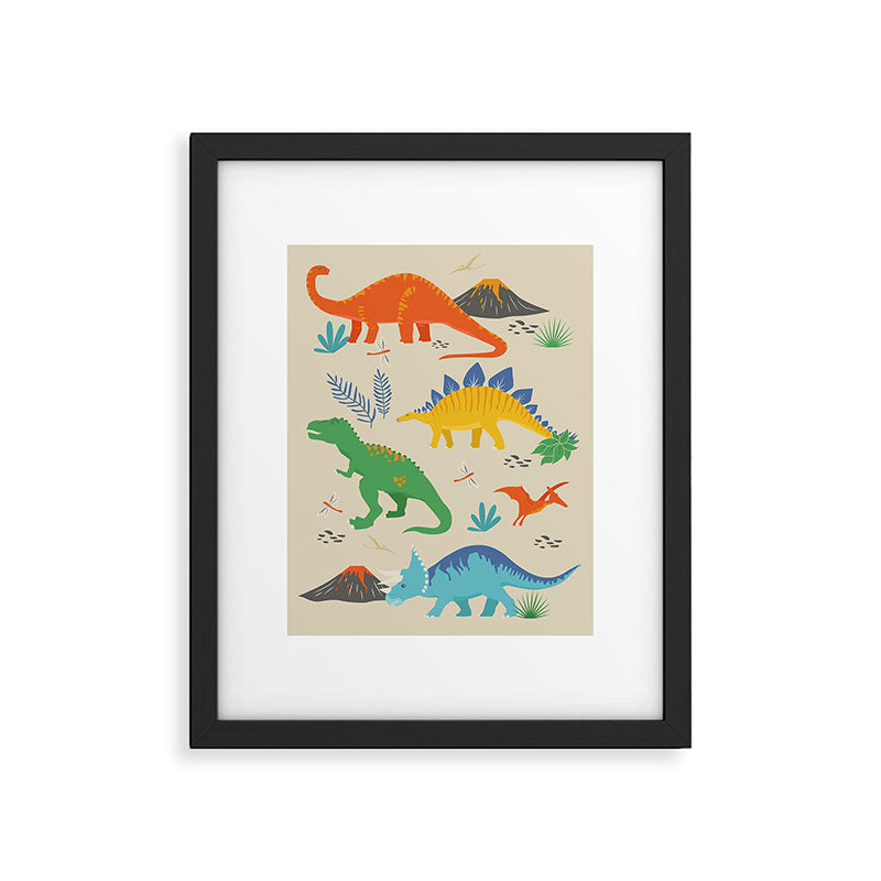 Jurassic Dinosaurs in Primary Colors Framed Art Print Gallery Image 5