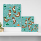 Kawaii Otters Playing Underwater Canvas Print Gallery Image 3