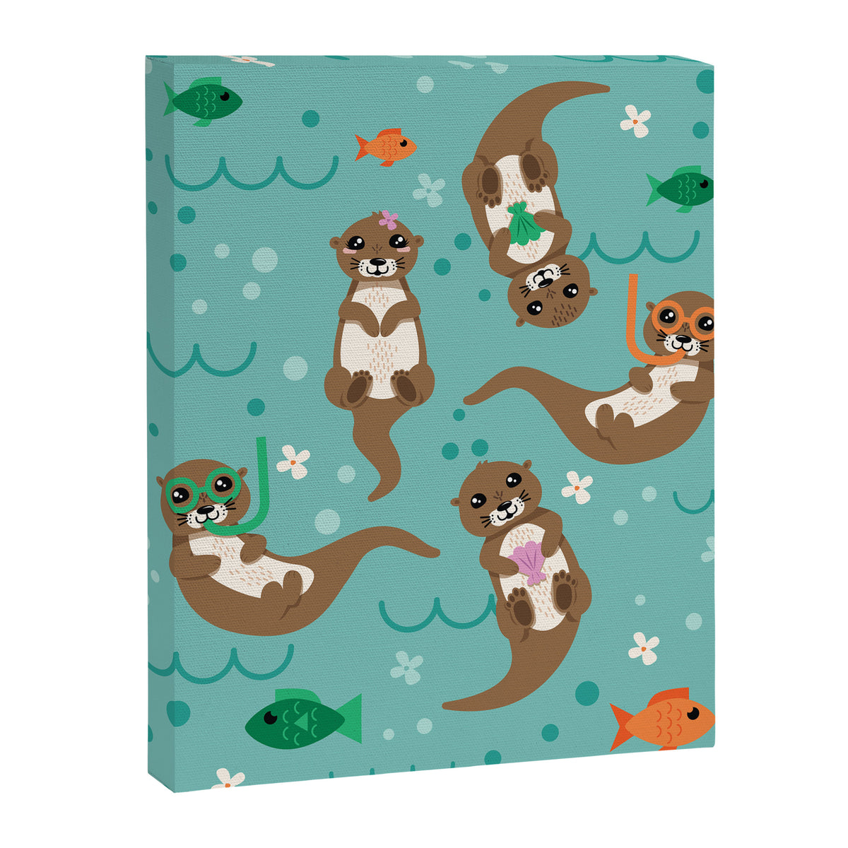 Kawaii Otters Playing Underwater Canvas Print Gallery Image 6