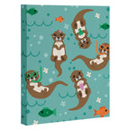 Kawaii Otters Playing Underwater Canvas Print Gallery Image 3