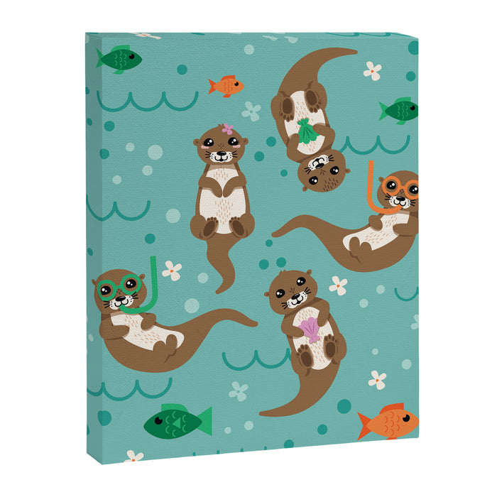 Kawaii Otters Playing Underwater Canvas Print Gallery Image 1