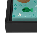 Kawaii Otters Playing Underwater Framed Canvas Print Gallery Image 3
