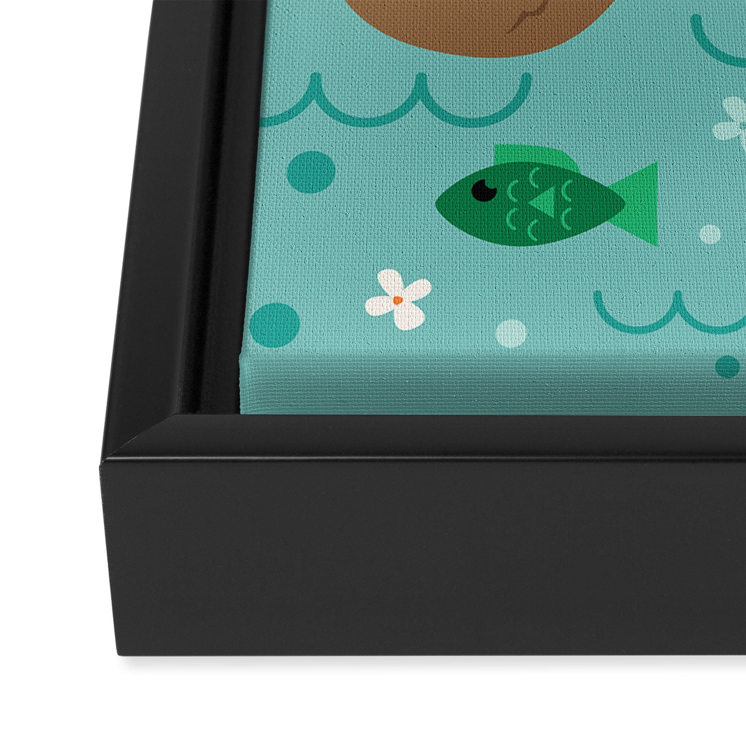 Kawaii Otters Playing Underwater Framed Canvas Print Gallery Image 3