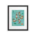 Kawaii Otters Playing Underwater Framed Art Print Gallery Image 5