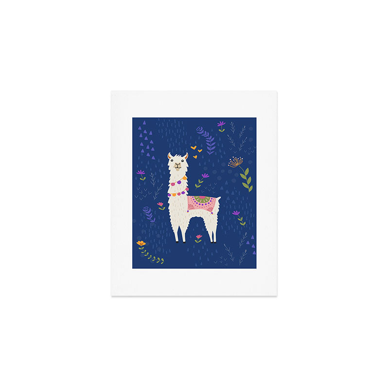 Llama on Blue Art Print Gallery Image 1