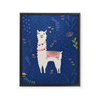 Llama on Blue Framed Canvas Print Gallery Image 6