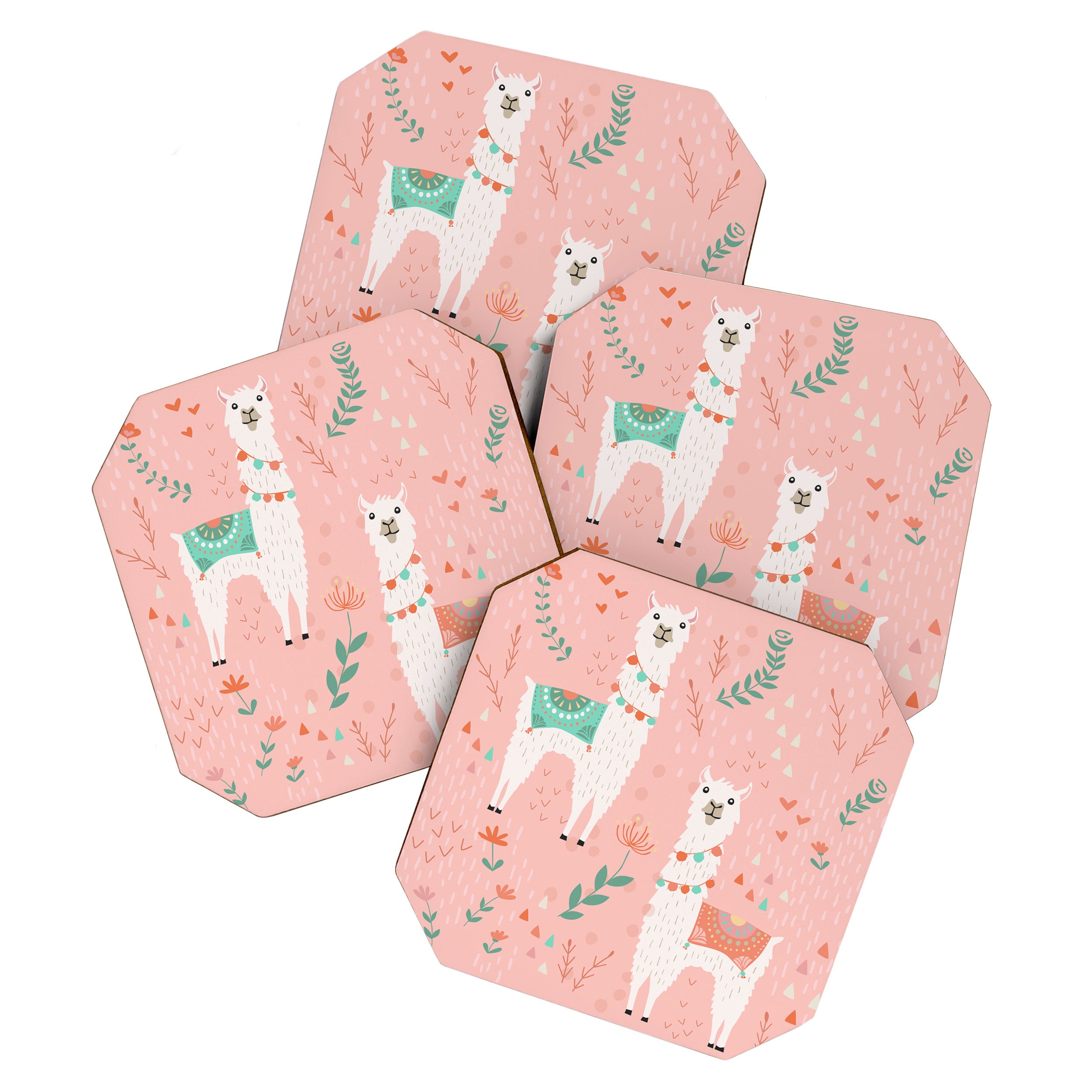 Lovely Llama on Pink Coaster Gallery Image 1