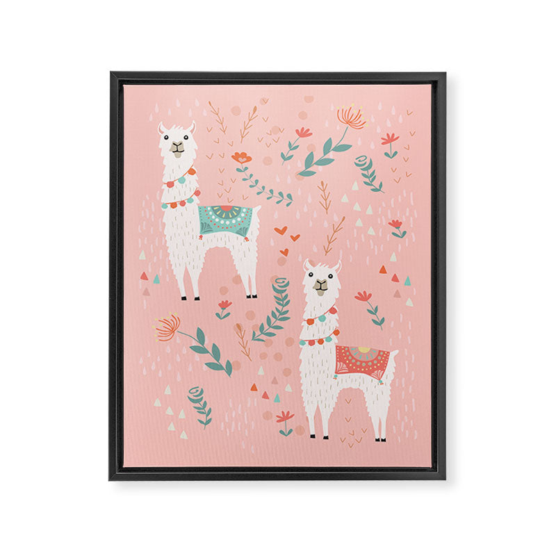 Lovely Llama on Pink Framed Canvas Print Gallery Image 6