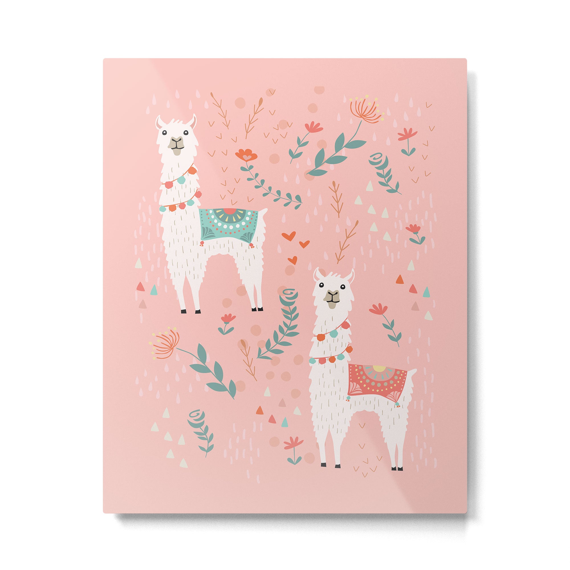 Lovely Llama on Pink Metal Print Gallery Image 4