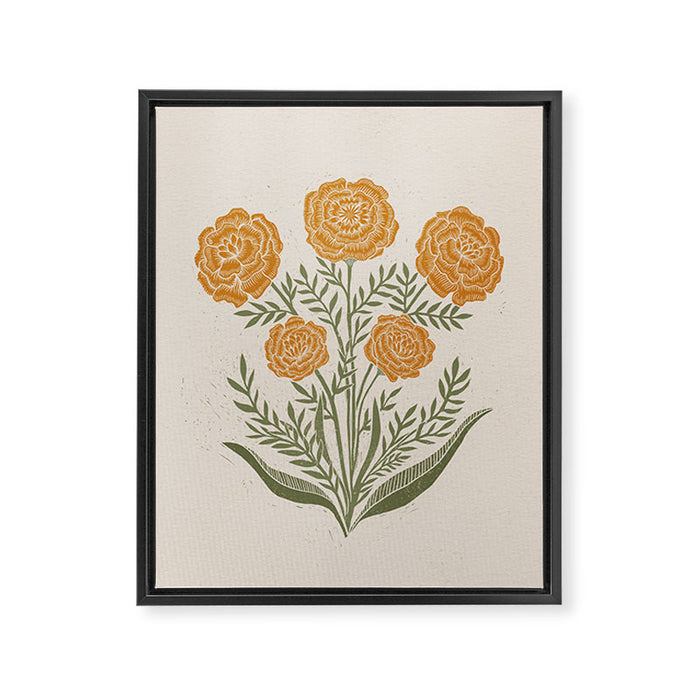 Marigold Block Print Framed Canvas Print Gallery Image 1