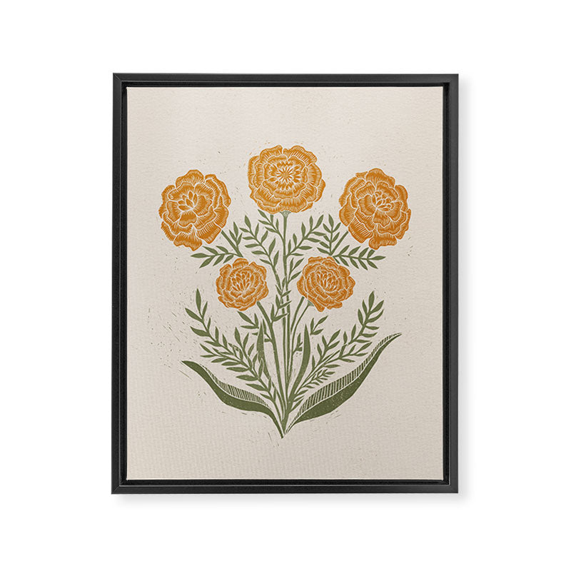 Marigold Block Print Framed Canvas Print Gallery Image 6