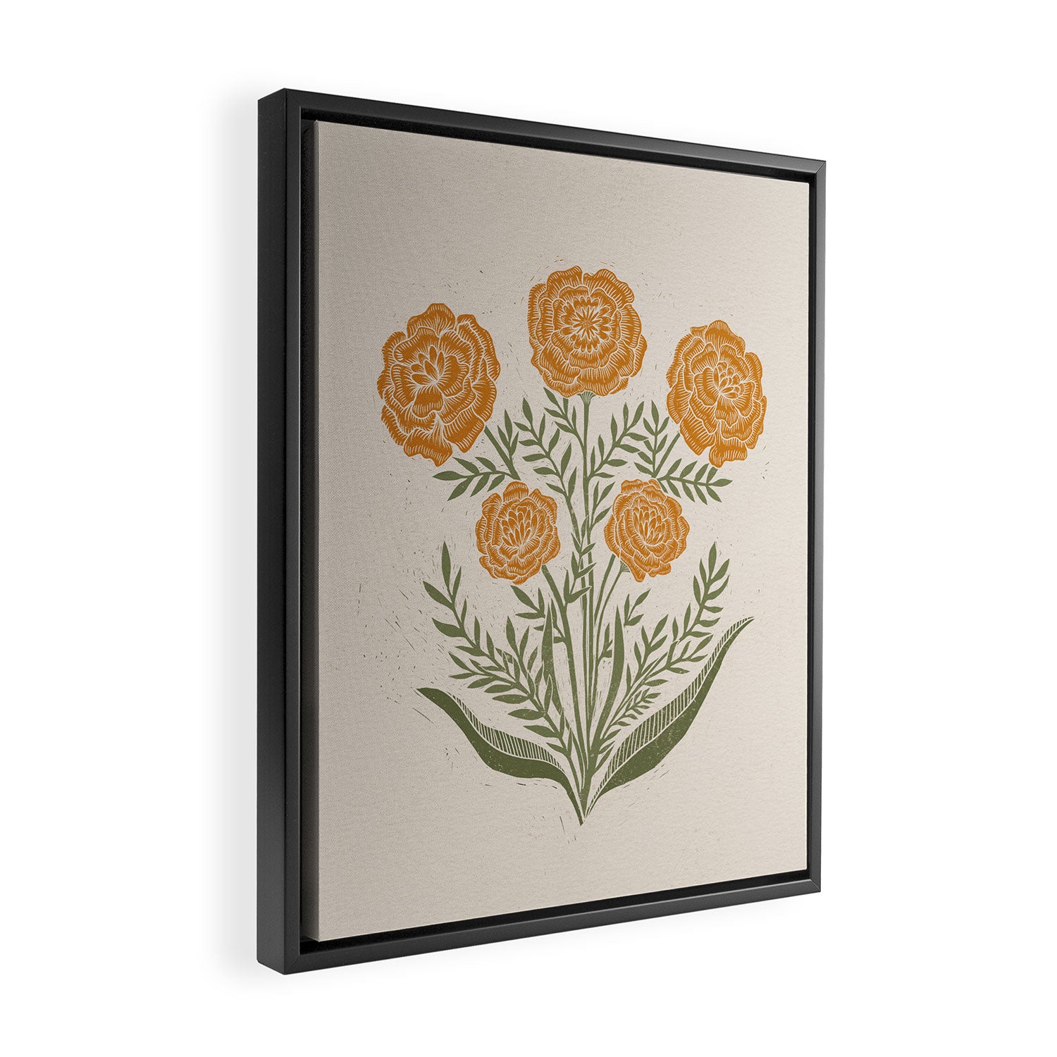 Marigold Block Print Framed Canvas Print Gallery Image 2